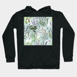 Watercolor pattern with scented herbs Hoodie